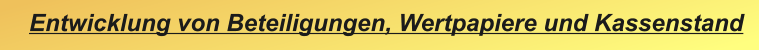 Entwicklung von Beteiligungen, Wertpapiere und Kassenstand